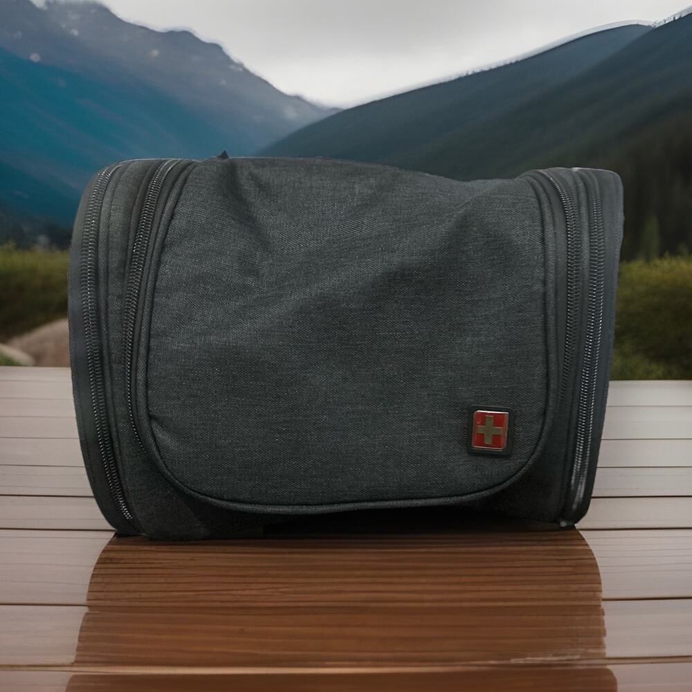 SwissTech Hanging Travel Toiletry Bag Organizer Charcoal Gray